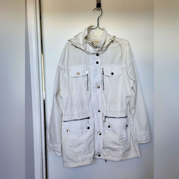 Michael Kors Women's Raincoat In White, Large - Picture 2 of 8